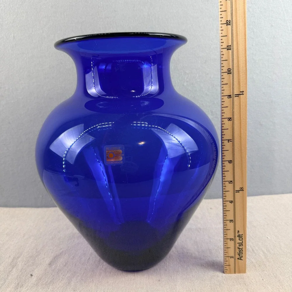 VTG‎ Blenko 8420s Cobalt Blue Glass Urn Vase 12